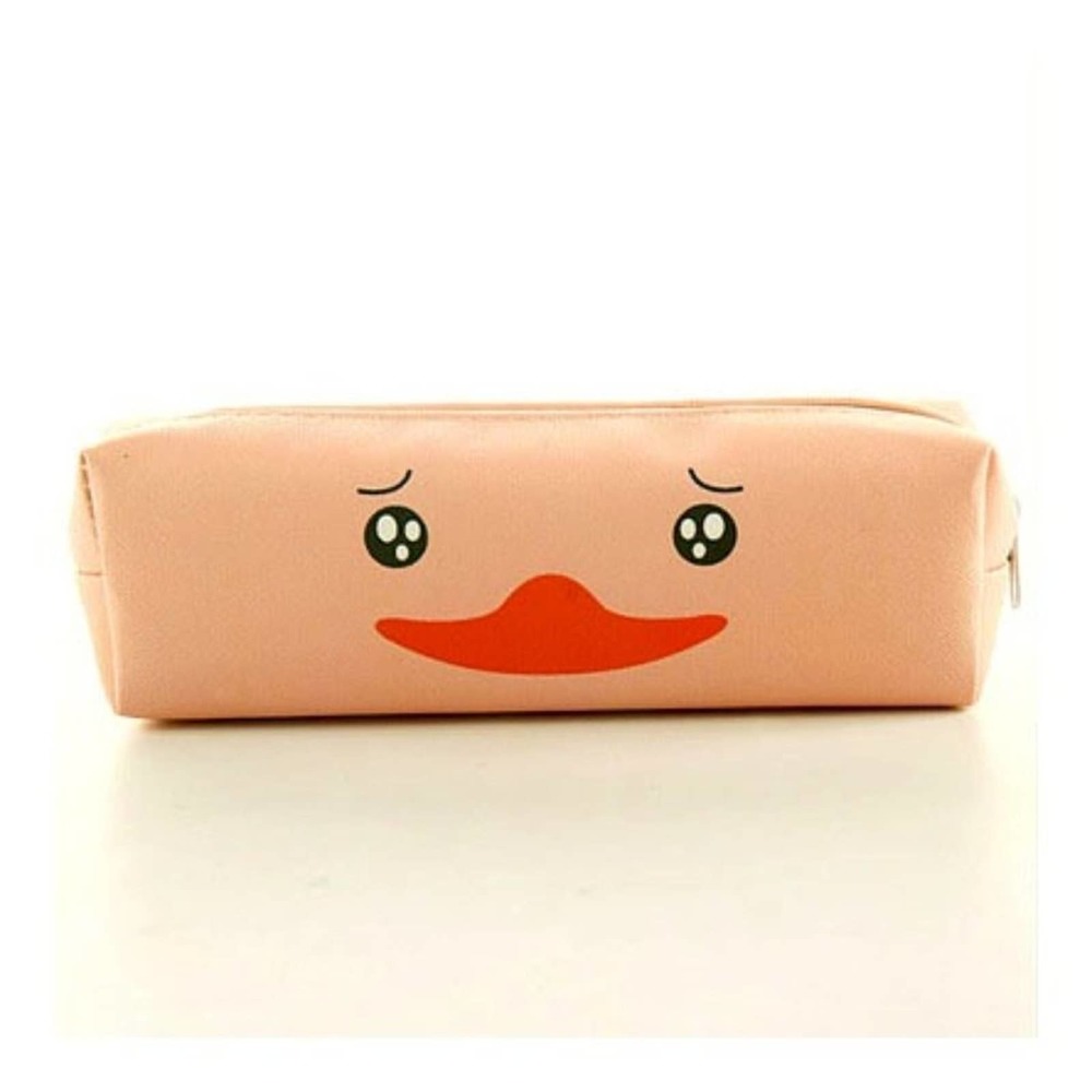 Sad Emoji Duck on Peach VEGAN‎ Leather Zippered Pouch Back to School Bundle!!
